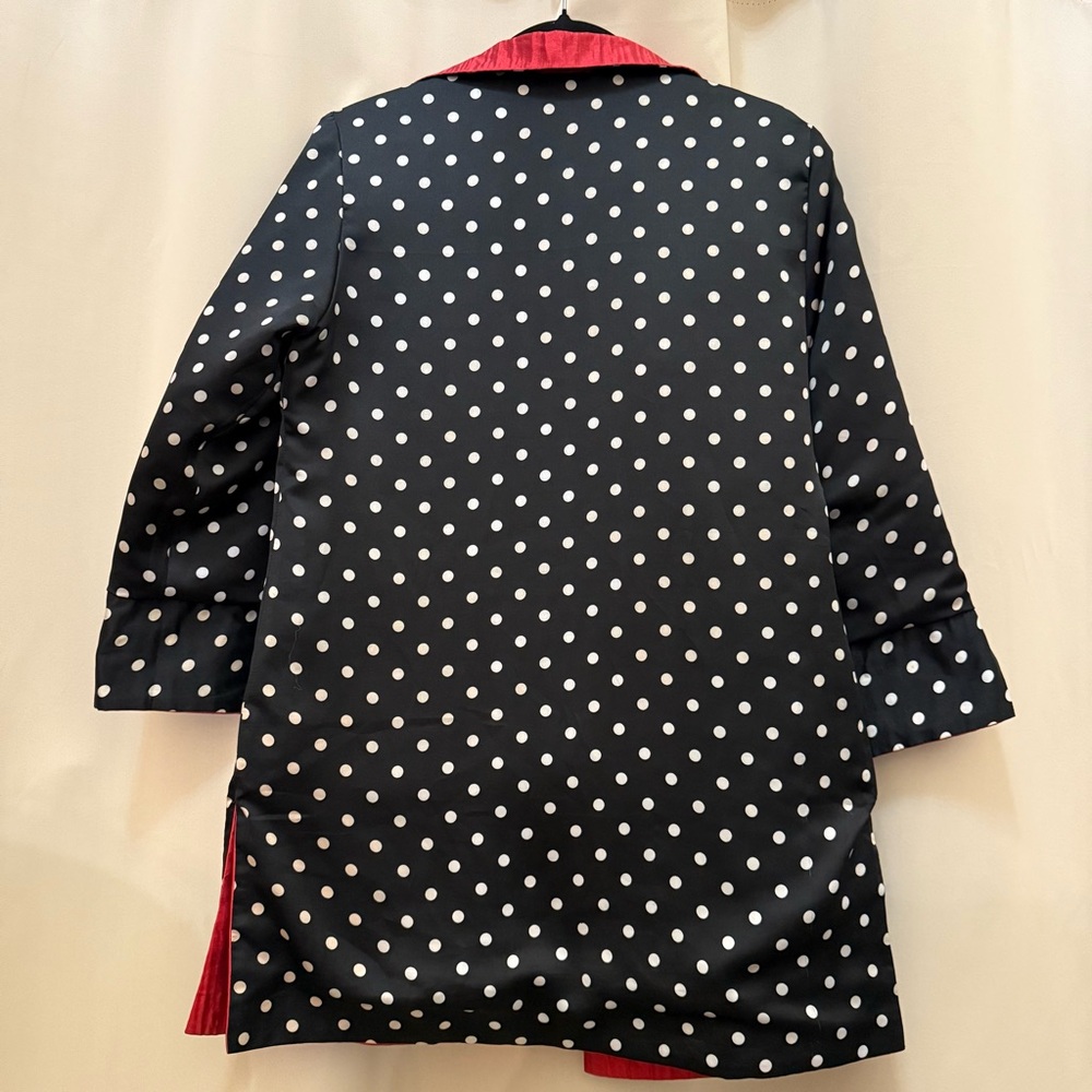 Saint Gil Paris Reversible Duster Coat Red Black Polka Dot Art Teacher Jacket - Picture 7 of 9